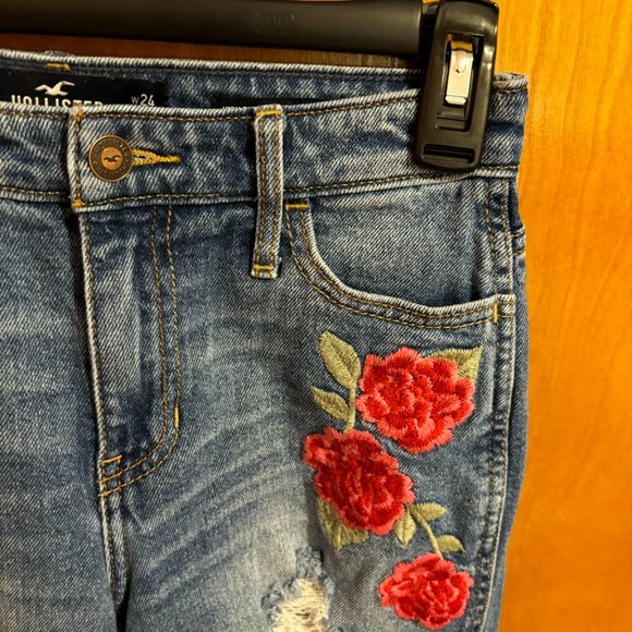 Hollister High‎ Rise Slim Straight Vintage Stretch Size 0R 24w 27l Distressed - Picture 5 of 16